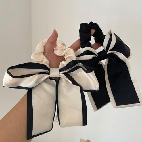 Korean Bow-Knot Elastic Hair Bands Accessories Fashion Hair Band Long Ribbon Bow Ponytail Hair Tie Scrunchies Women Girls