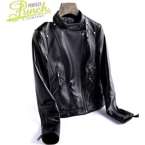 Leather Spring Autumn Genuine Jacket Women Real Sheepskin Coat Female Korean Motorcycle Jackets Chaqueta OT7775 MY2004