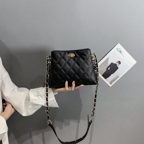Leather Womens shoulder bags 2021 Thick Chain Quilted bag PU fashion shoulder bag GG rhombic Ladies Hand Bag