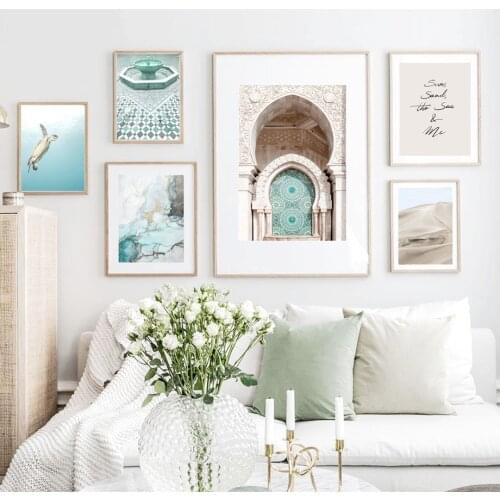 Morocco Door Sea Desert Quote Landsacape Wall Art Canvas Painting Nordic Posters And Prints Wall Pictures For Living Room Decor