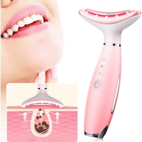 Face Massager Neck Tightening Lifting Heat Beauty Neck Device 3 Color LED Reduce Double Chin Anti Wrinkle Massage Skin Care Tool
