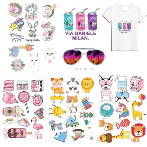 Cute DIY Patch Iron on Transfer Set Animal Patches for Clothes Applique Heat Transfer Vinyl Thermal Sticker for Clothing H