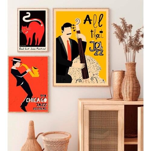 Red Cat German Fashion Poster Vintage Canvas Painting Music Magazine Wall Pictures Jazz Festival Prints Home Decoration For Room