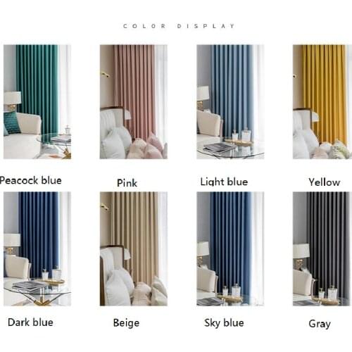 Nordic Solid Color High Blackout Curtains for Living Room Bedroom Stitching Curtains Chinese Cotton Linen Curtain Tulle Custom
