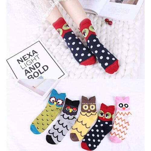 2021 New Style Mens And Womens Socks Breathable Cartoon Owl personality In Tube Cotton Socks Cross-Border Wholesale