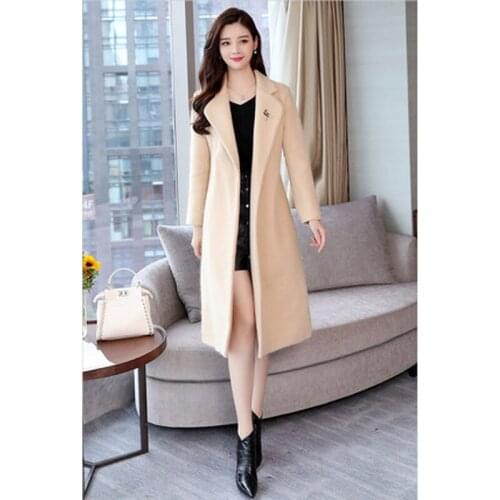2019 autumn and winter new fashion Korean version of the slim large size womens woolen coat