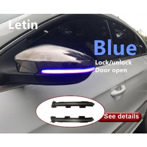 Upgrade BLUE! SMOKE BLACK Dynamic blinker rearview Mirror indicator LED Turn Signal Light For VW Golf 7 MK7 7.5 GTI Sportsvan