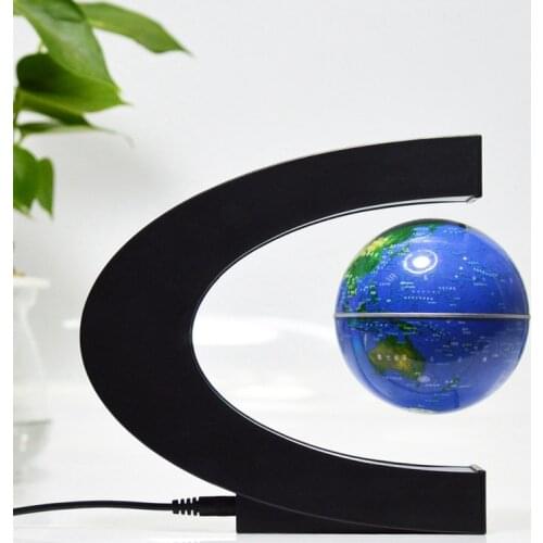 Floating Globe Magnetic Globe World Map Magnetic Levitation Globes C-Frame Led English Version Blue Globe for Kids