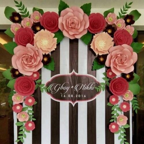 Portable 30cm Paper Flower Backdrop Wall Giant Rose Flowers DIY Wedding Party Decoration Fake Flowers Paper