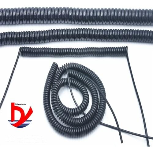 Spring spiral wire and cable 8 core 9 core 10 core 14 core 22AWG black power cord expandable wire