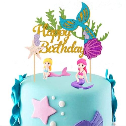 Mermaid Party Cake Decoration Tools Little Mermaid Cake Topper Decoration Baby Shower Baby Girl Birthday Party Decorations Kids