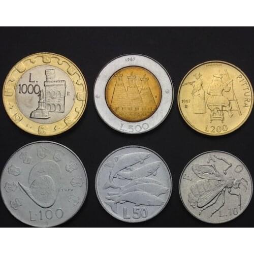 San Marino 500,1000 Set 6 Coins Original True Real Genuine Coin European Collectible Gift UNC
