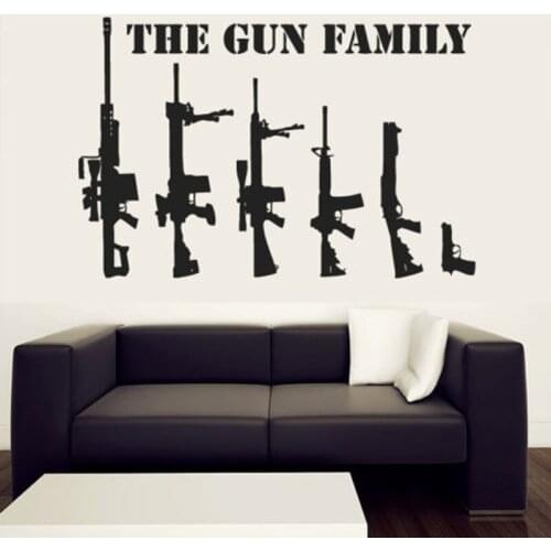 The Gun Family Collection Gift Mans Army Removable Wall Stickers for Boys Bedroom Home Decor Vinyl Wall Decals Art Sticker L116