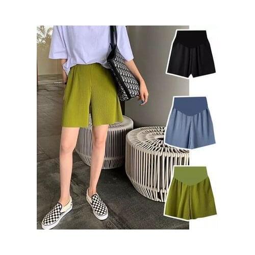 Maternity shorts summer thin section tide mother loose straight pants fashion wear net pants casual maternity stomach lift short