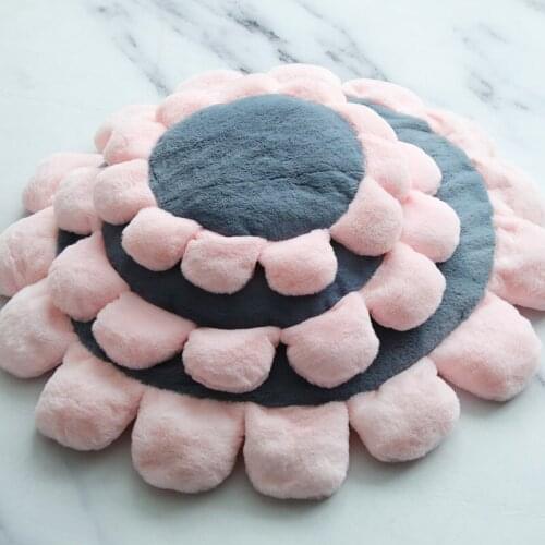 Warm Soft Fleece Flower Pet Cat Puppy Mat Bed Cushion Round Dog Beds For Small Large Dogs Sofa Protector Four Kids Play Mat