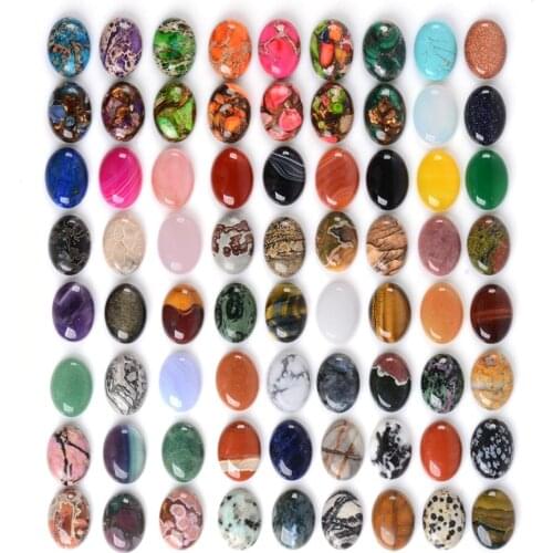 All Natural 20pcs Multi-color 15x20mm Gem stone Oval Cab Cabochon For Jewelry Making Mixed lot