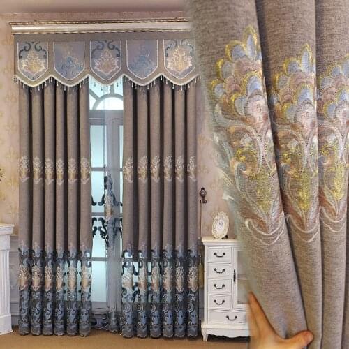 High-end European Style Hollow Embroidered French Style Curtains for Living Room Bedroom Semi-blackout Curtain Valance custom