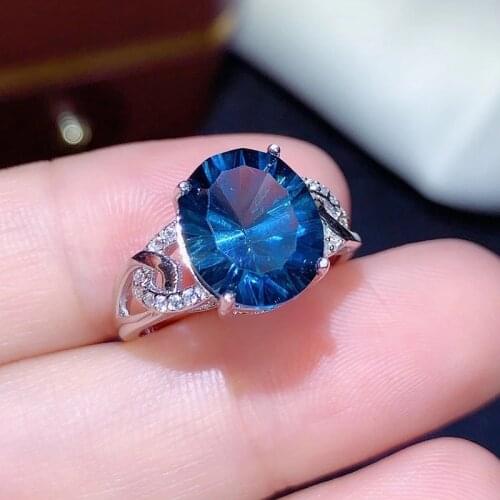 CoLife Jewelry Classic Topaz Ring for Party 9mm*11mm Natural London Blue Topaz Silver Ring 925 Silver Topaz Jewelry