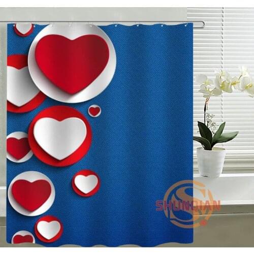 Love heart Shower Curtain Personalized Custom Bath curtain Waterproof polyester curtain for family