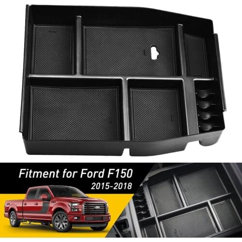 1× Car Console Armrest Storage Box Container Center Conosle Organizer Tray Insert Dividers For For Ford F150 2015 2016 2017 2018