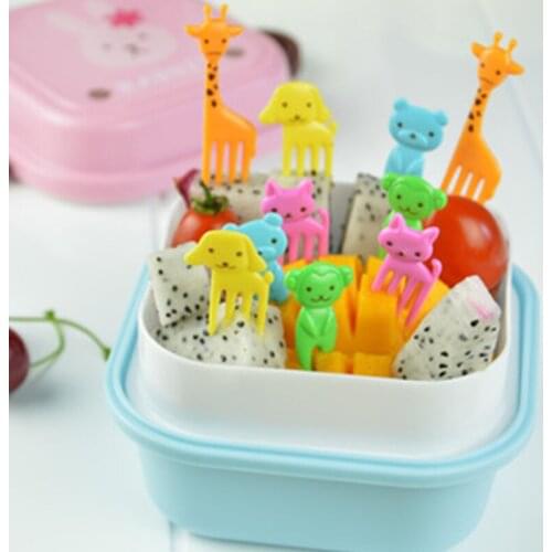 1set Animal Farm Fruit Fork Mini Cartoon Children Snack Cake Dessert Pick Toothpick Bento Lunches Party Decoration