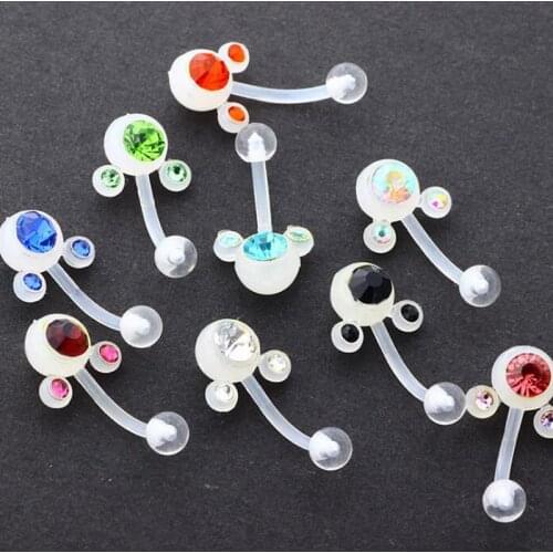 1 Piece 16G Clear Soft Bioplastic Navel Rings Cute Acrylic Belly Ring Sexy Belly Button Rings Body piercing Jewelry