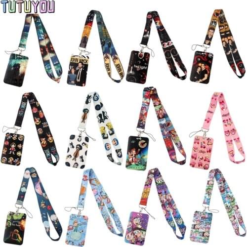 1pcs PC2758 Cartoon Movie Fashion Lanyard Card Holder Student Hanging Neck Mobile Phone Lanyard ID Name Work Card Holder Jewelry
