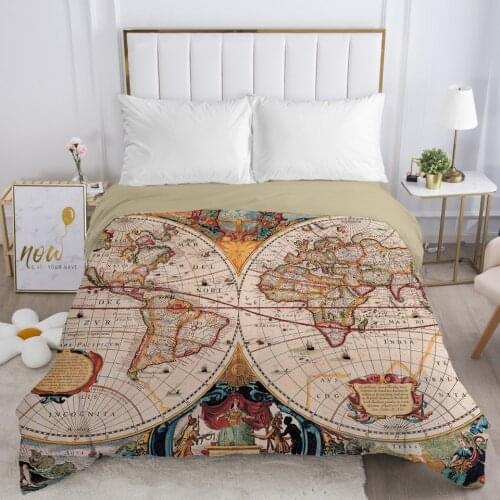 1pc Duvet cover Double/Queen/King 220x240/90/135/150 3D Bedding Comforter/Quilt/Blanket Cover with Zipper Vintage map