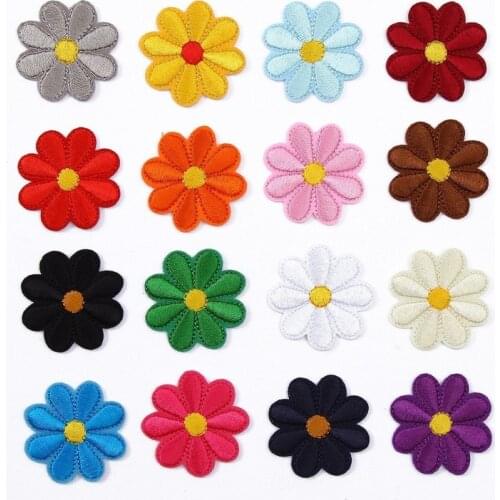 100pcs/lot Small Embroidery Patch Sunflower Floral Bag Backpack Dress Skirt Clothing Decoration Diy Iron Heat Transfer Applique