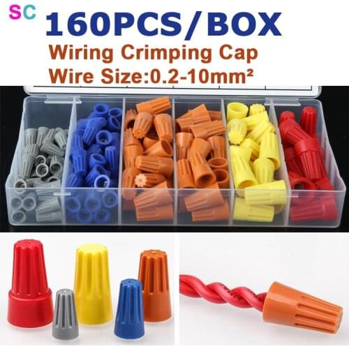 160PCS/BOX Practical Screw Connect Terminal Twist Connector Cap Spring Insert Nut Rotating Assortment Kit P1 P2 P3 P4 P6 Joints