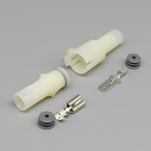 2 Sets 1 Pin Way 7.8 MM Round White Male Female HID High Current Waterproof Auto Connector Speed Sensor Plug DJ7014-7.8-11