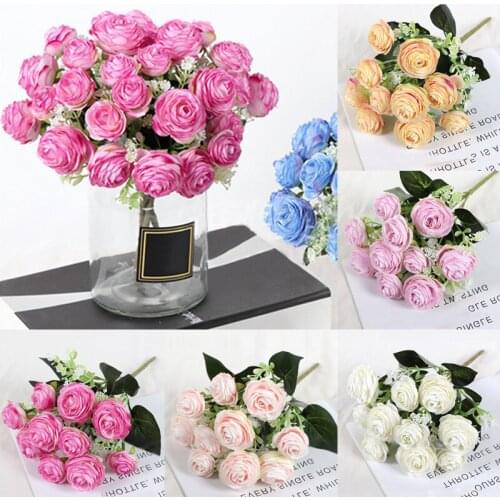 2021 Beautiful Rose Peony Artificial Silk Flowers Small Bouquet Flower Home Party Spring Wedding Decoration Fake Flower