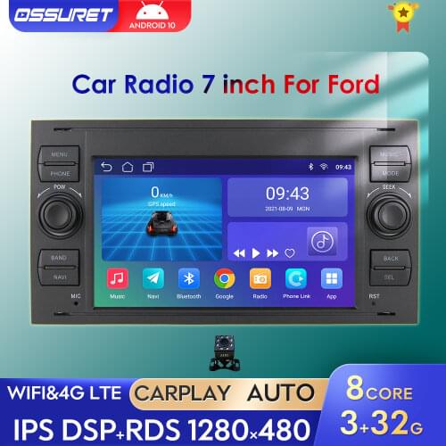DSP IPS 2 din Android 10 Car GPS Radio For Ford Mondeo S-max Focus C-MAX Galaxy Fiesta transit Fusion Connect kuga DVD PLAYER