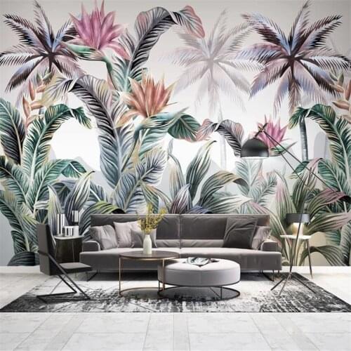 Milofi custom 3D wallpaper mural light luxury hand-painted tropical plants American pastoral living room background wall decorat