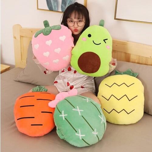 40cm cartoon soft plush toys creative fruits and vegetables strawberry carrots avocado plush pillow stuffed toys to childrens