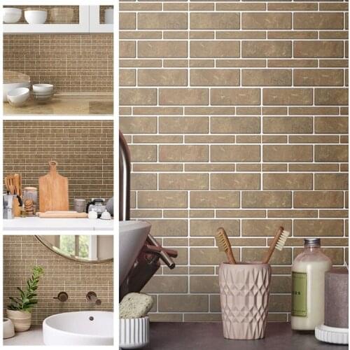 5Pcs Simulation Crystal Stripe Tile Stickers Kitchen Bathroom Pvc Waterproof Wall Stickers 20X10Cm Home Renovation Wall Stickers