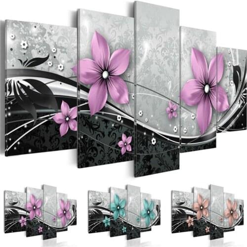 Diamond Embroidery 5 Pieces Flowers Combination full Square/round Diy Diamond painting cross stitch canvas wall stickerZP-2160