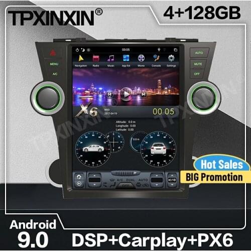 128G Tesla Screen Carplay Android Car Radio 2 Din Stereo Receiver For Toyota Highlander 2009 2010 2011 2012 2013 GPS Audio Unit