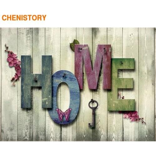 CHENISTORY Frame "HOME" DIY Painting By Numbers Diy Paint By Numbers Wall Art Picture Coloring By Numbers For Home Decor 60x75cm