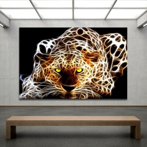 Nordic decorative animal leopard print on canvas painting and poster home living room art picture decoration frameless painting