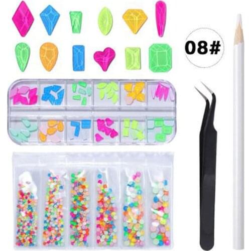 1 box of nail art decorative nails rhinestones mixed color AB crystal Strass 3D charm gems DIY rivet nail manicure decoration
