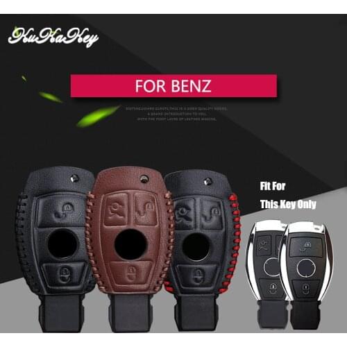 For Mercedes Leather 2&3 Button Car Smart Key Sticker Case Cover For Mercedes Benz Accessories W203 W210 W211 W124 W202 W204 AMG