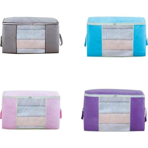 Breathable Non Woven Quilt Blanket Storage Bag Luggage Folding Large Moisture Proof Clothing Closet Organizer Box with Handle