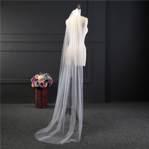 Elegant 2M Bridal Veils One Layer Wedding Veils with Comb Cut Edge Floor Length Long Bridal Veil