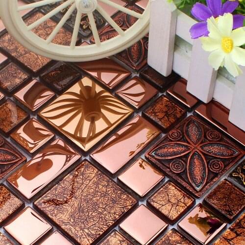 RED resin stainless steel glass mosaic tiles HMGM1080A for backsplash kitchen wall floor mosaic tiles free shipping
