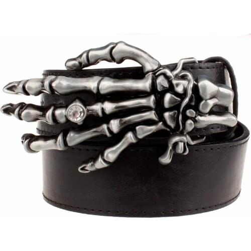 Personality trend belt Punk rock Metal buckle Palm Devil hand belts women Decorative Strap men belt Hipster Street hip hop