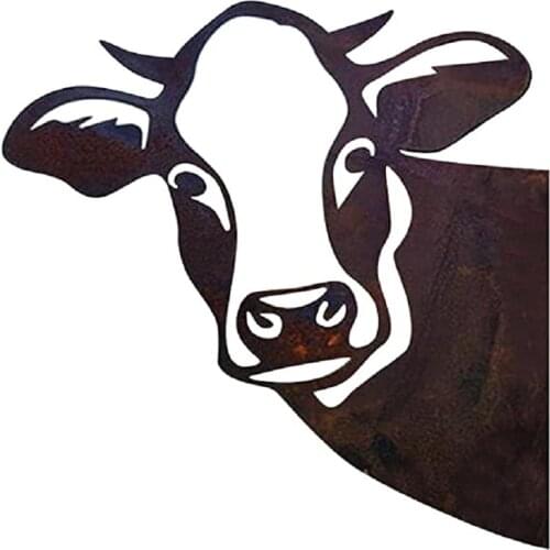 Metal Peeping Cow Metal Art Outdoor Garden Ornaments Pendant Decorative Yard Silhouette Decor Accessories