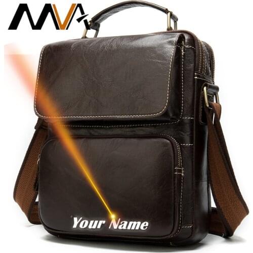 MVA Man Bag Engrave Men Messenger Bag Luxury Genuine Leather Shoulder Bags For Men Leather Crossbody Handbag Small Travel 8605