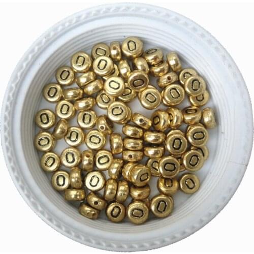 Wholesale 3600PCS/Lot 4*7MM Flat Round Shape Gold Color Acrylic Plastic Coin Number Beads Single 0 Zero Bracelet Beads