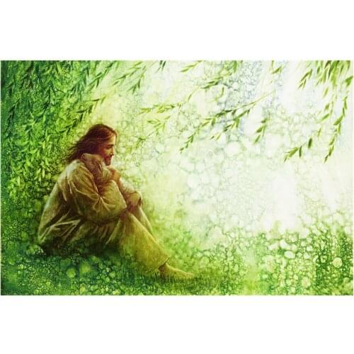 Full Square/round Drill 5D Diy Diamond Painting Jesus Christ Lamb Green Grass Diamond Embroidery Cross Stitch Religion Decor